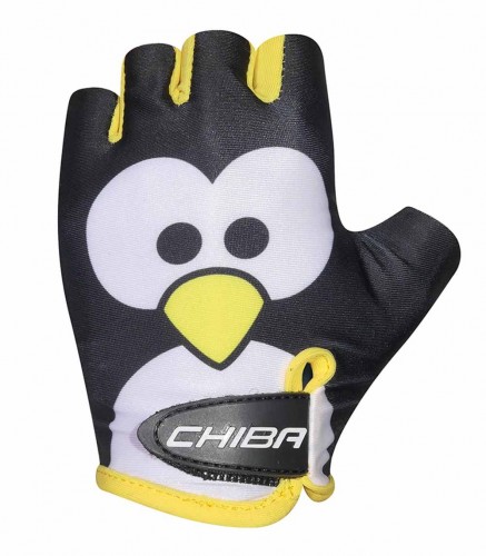 Chiba Cool Kids Pinguin Kinder Fahrrad Handschuhe kurz schwarz/weiß 2024 